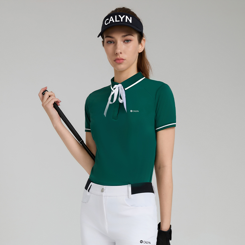 Women's Golf Luxury-Feel Woven Collar UV Protection Short-Sleeve Polo
