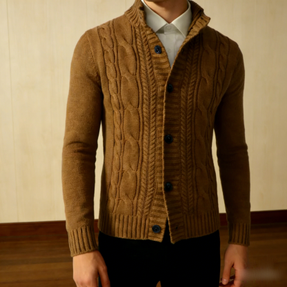 Gentleman's Casual Jacquard Buttons Sweater