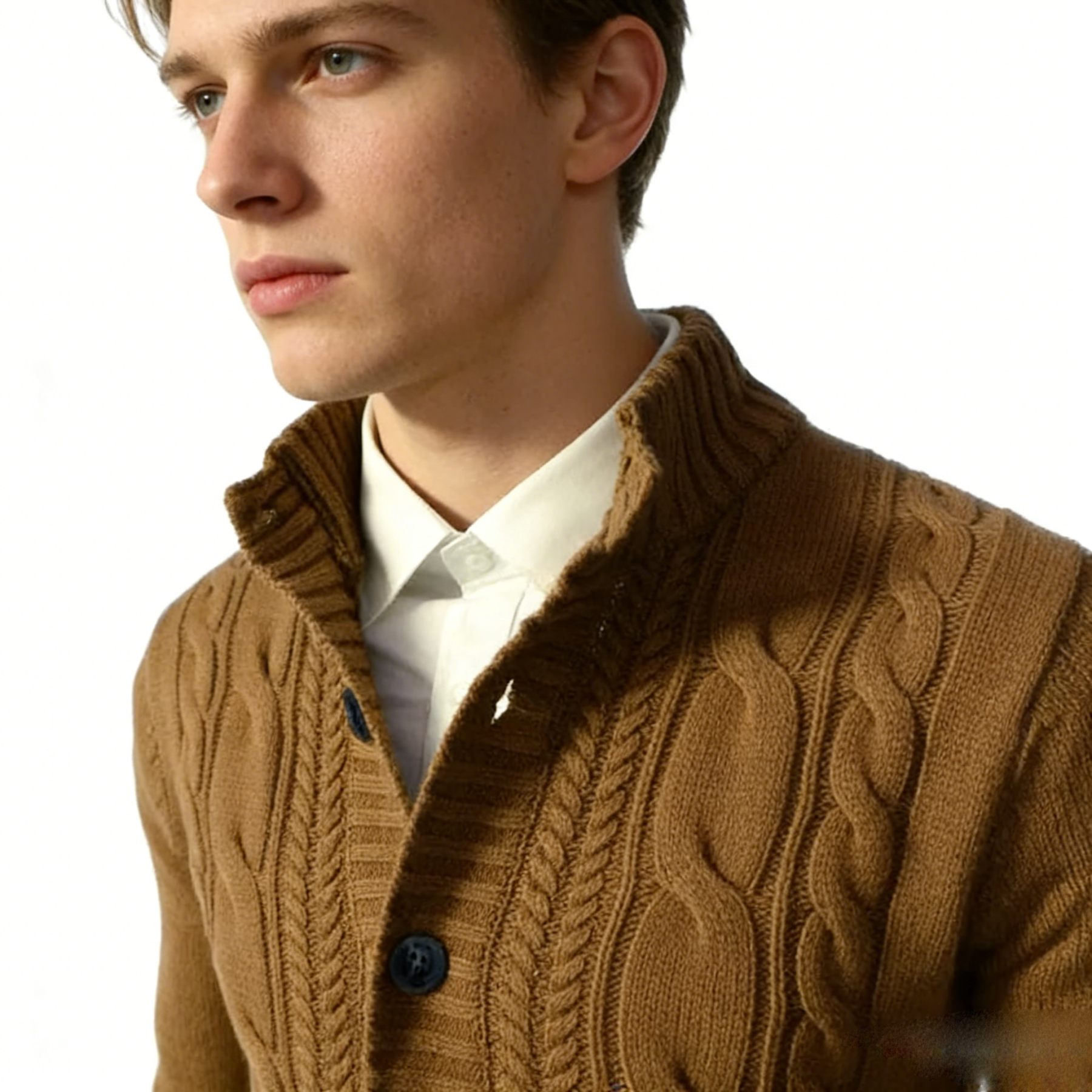 Gentleman's Casual Jacquard Buttons Sweater