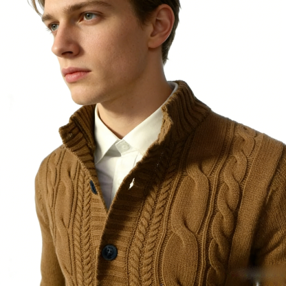 Gentleman's Casual Jacquard Buttons Sweater