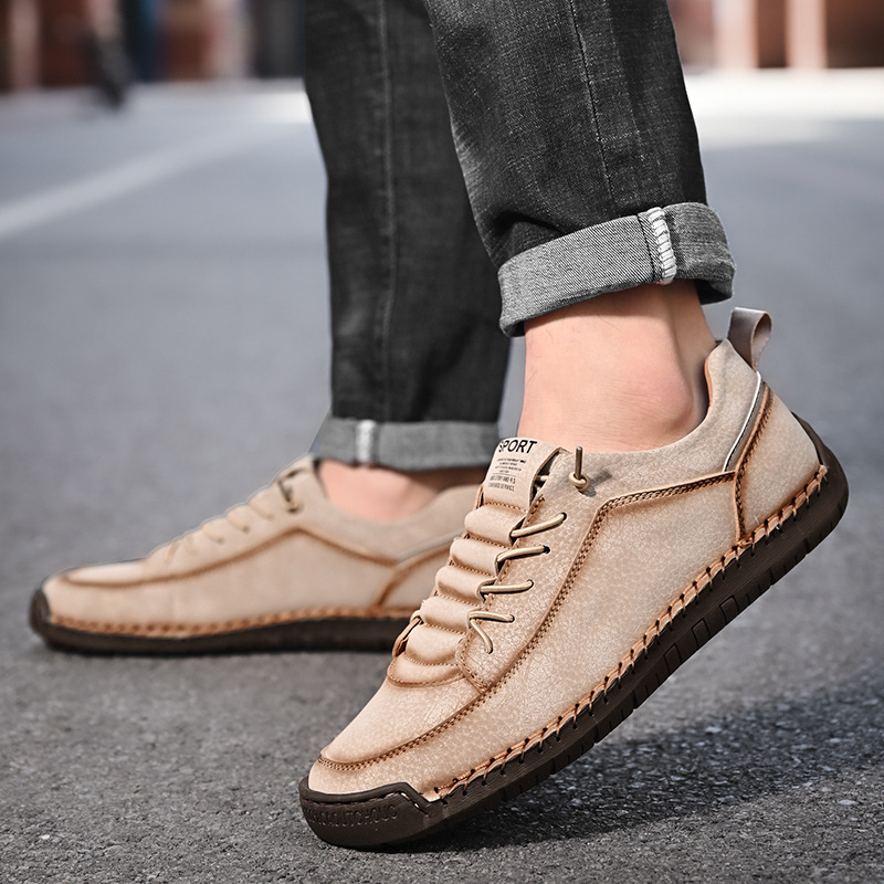 MEN'S LOW-TOP SOFT-SOLED LEATHER SLIP-ON SHOES