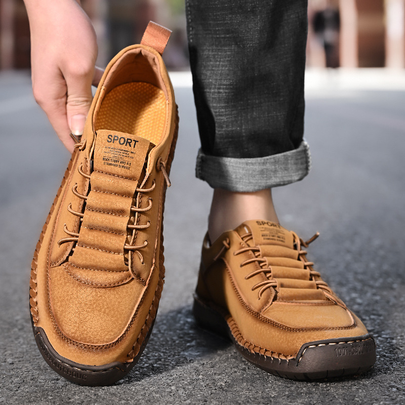 MEN'S LOW-TOP SOFT-SOLED LEATHER SLIP-ON SHOES