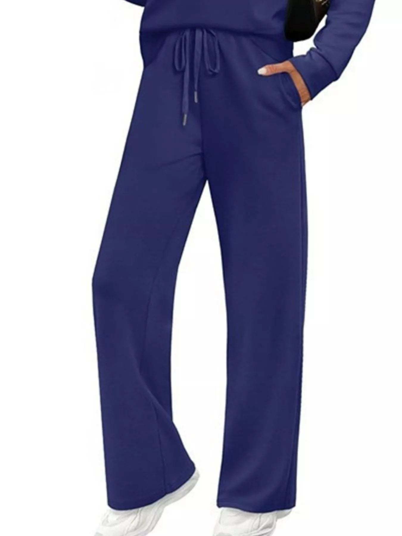 Full Size Long Sleeve Round Neck Top and Pants Set Plus Size