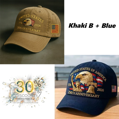 USA 250th Anniversary Baseball Cap with 3D Embroidery