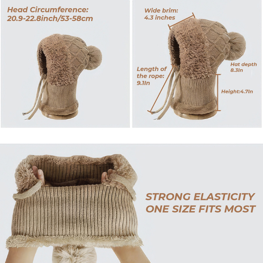 Women’s Thermal Knit Hood – Fleece-Lined Winter Hat, Neck Warmer & Face Cover Combo