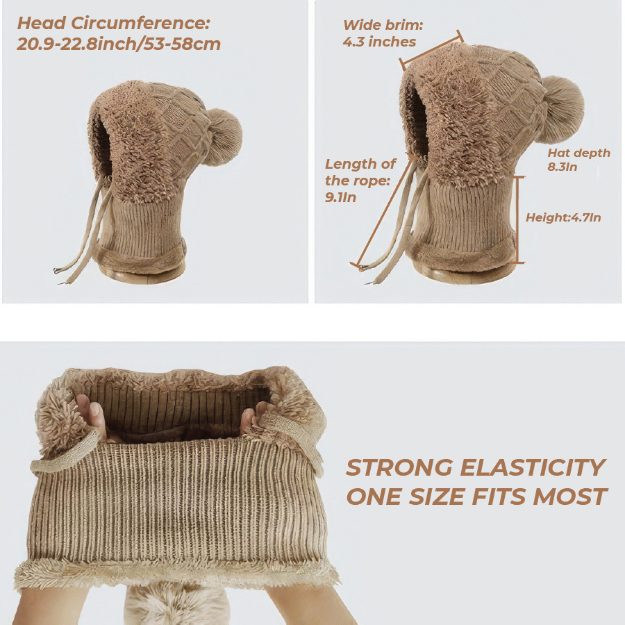 Women’s Thermal Knit Hood – Fleece-Lined Winter Hat, Neck Warmer & Face Cover Combo