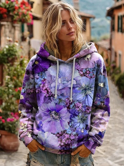Vrouwen 3D Print Vintage Boho Hoodie Patchwork Hoodie