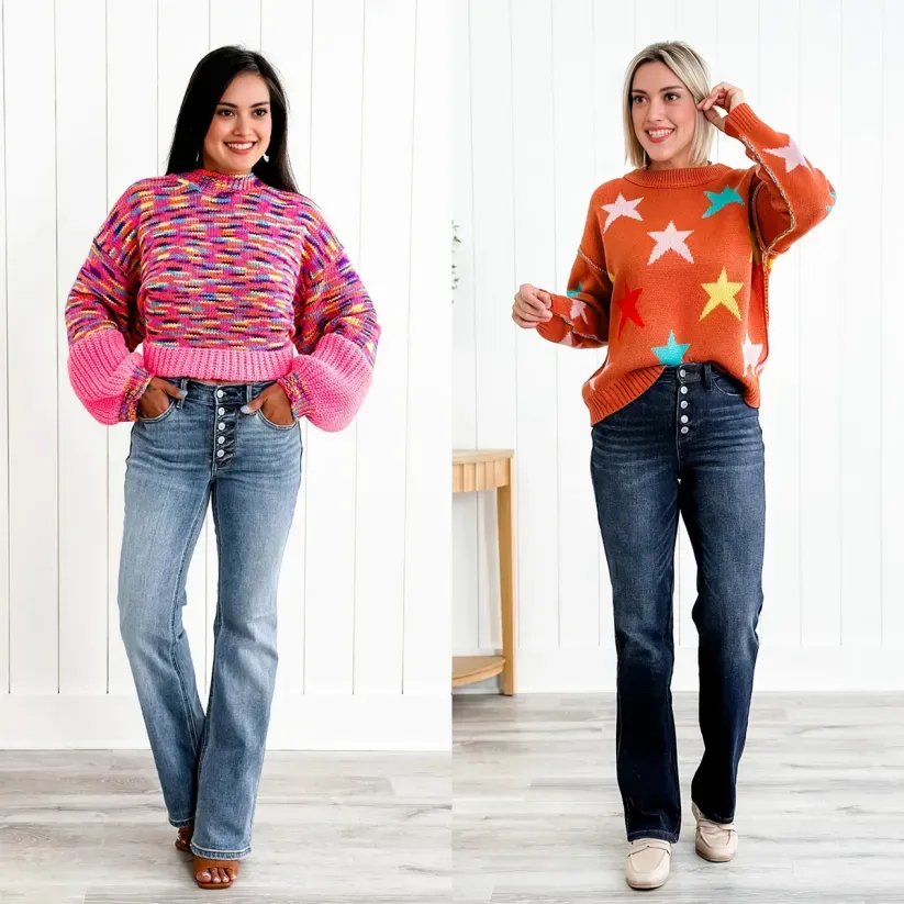 Judy Mid Rise Button Fly Bootcut Jeans