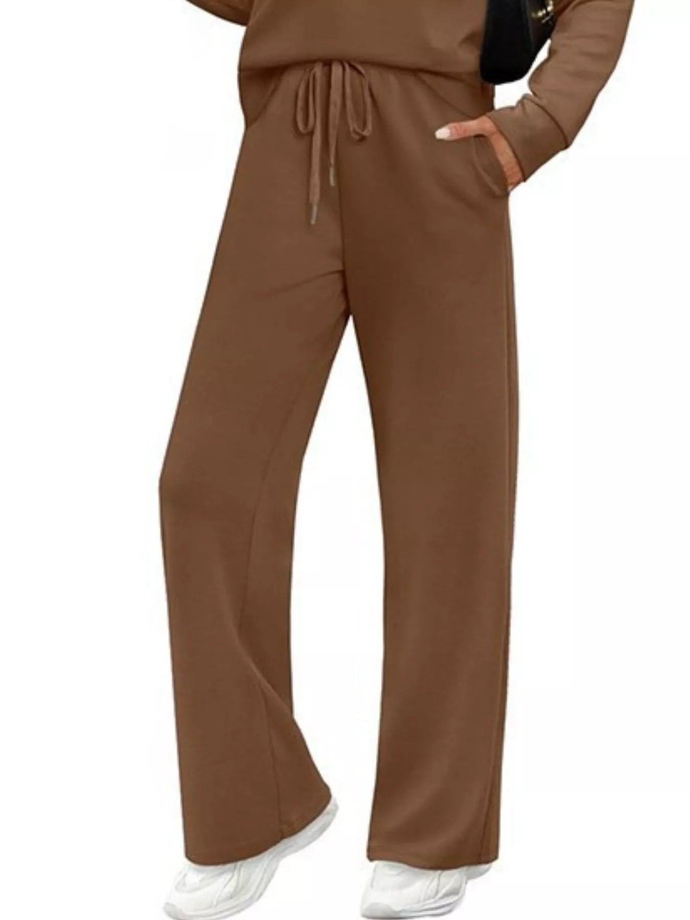 Full Size Long Sleeve Round Neck Top and Pants Set Plus Size