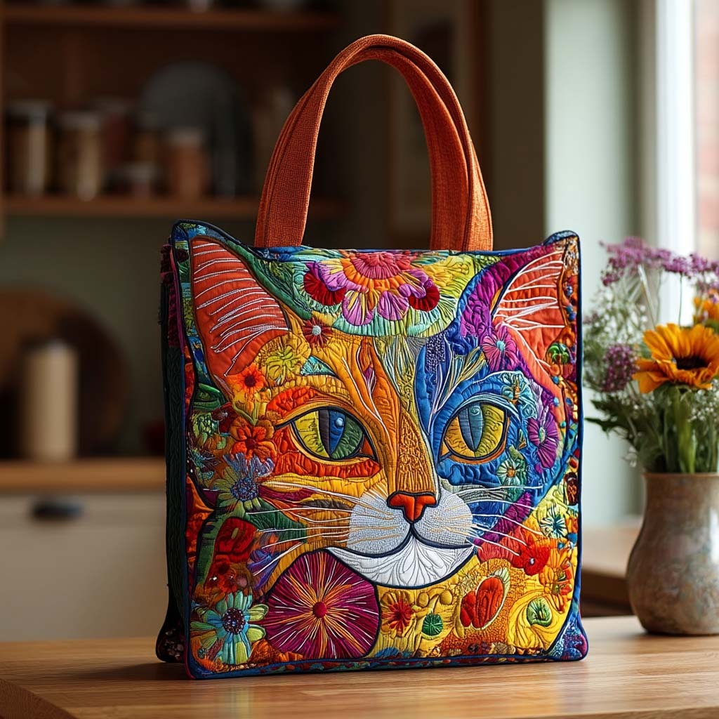 Cat Quilted Tote Bag NCU0VT206