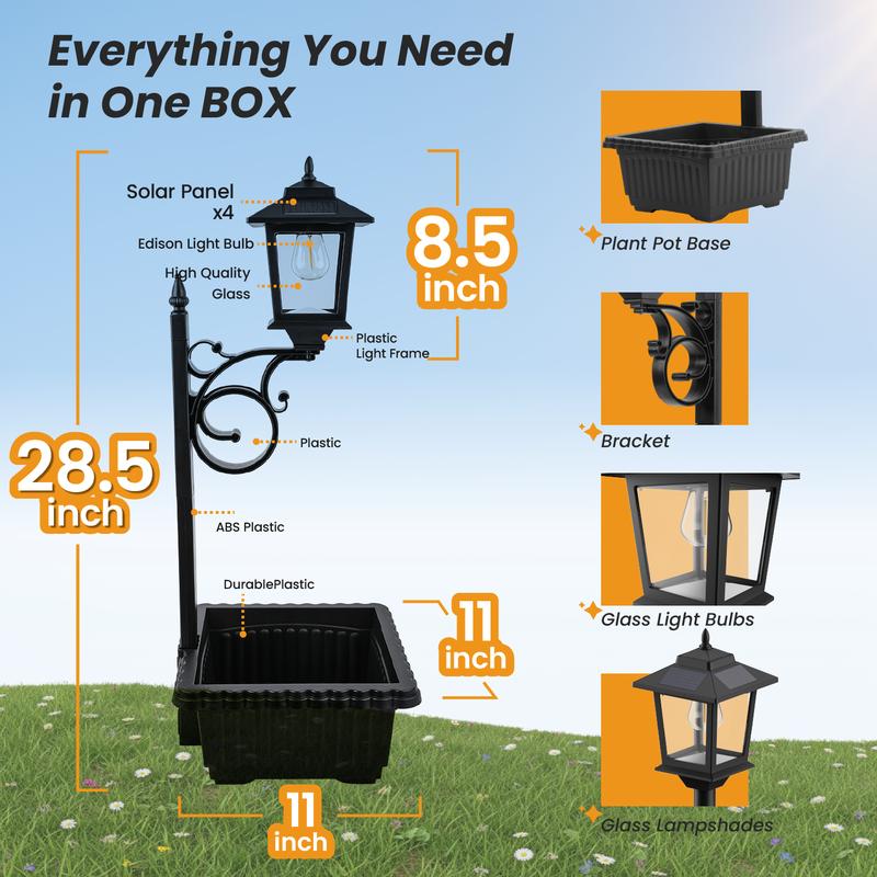 🌿 2-in-1 Solar Lamp Post with Planter