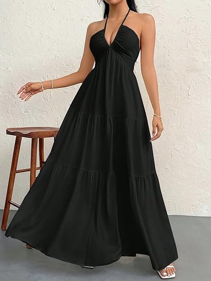 👗Women's Maxi Summer Dresses Halter V Neck Beach Dresses💖