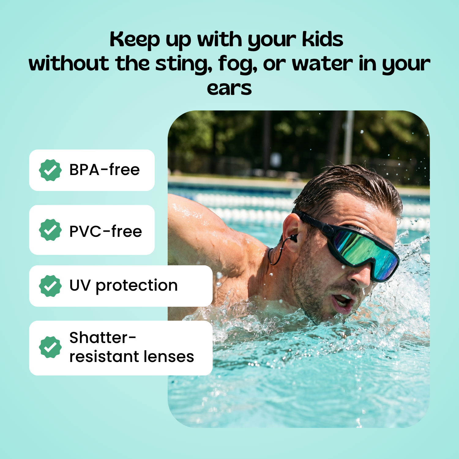 TibaToes Adult Clip-On Swim Goggles