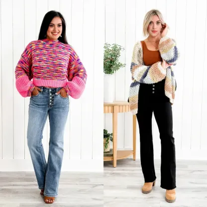 Judy Mid Rise Button Fly Bootcut Jeans