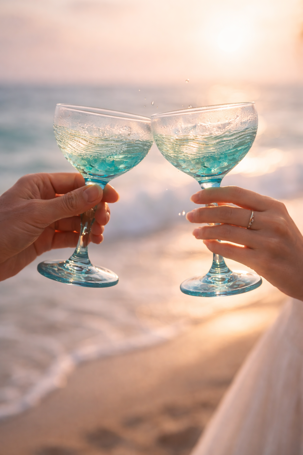 🌊🍷 Ocean Wave Sea Glass Wine Glass