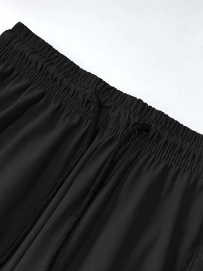 Women's Capris Pants - Loose Fit, Summer Drawstring Waist, Zippered Pockets, Breathable High-Stretch Fabric, Suitable for Everyday Wear