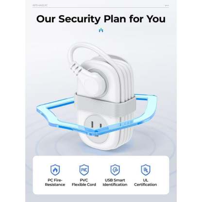 Travel Power Strip, ORICO 4 Outlets 2 USB Ports (1 USB C) with 4FT Wrapped Short Extension Cord Small Power Strip