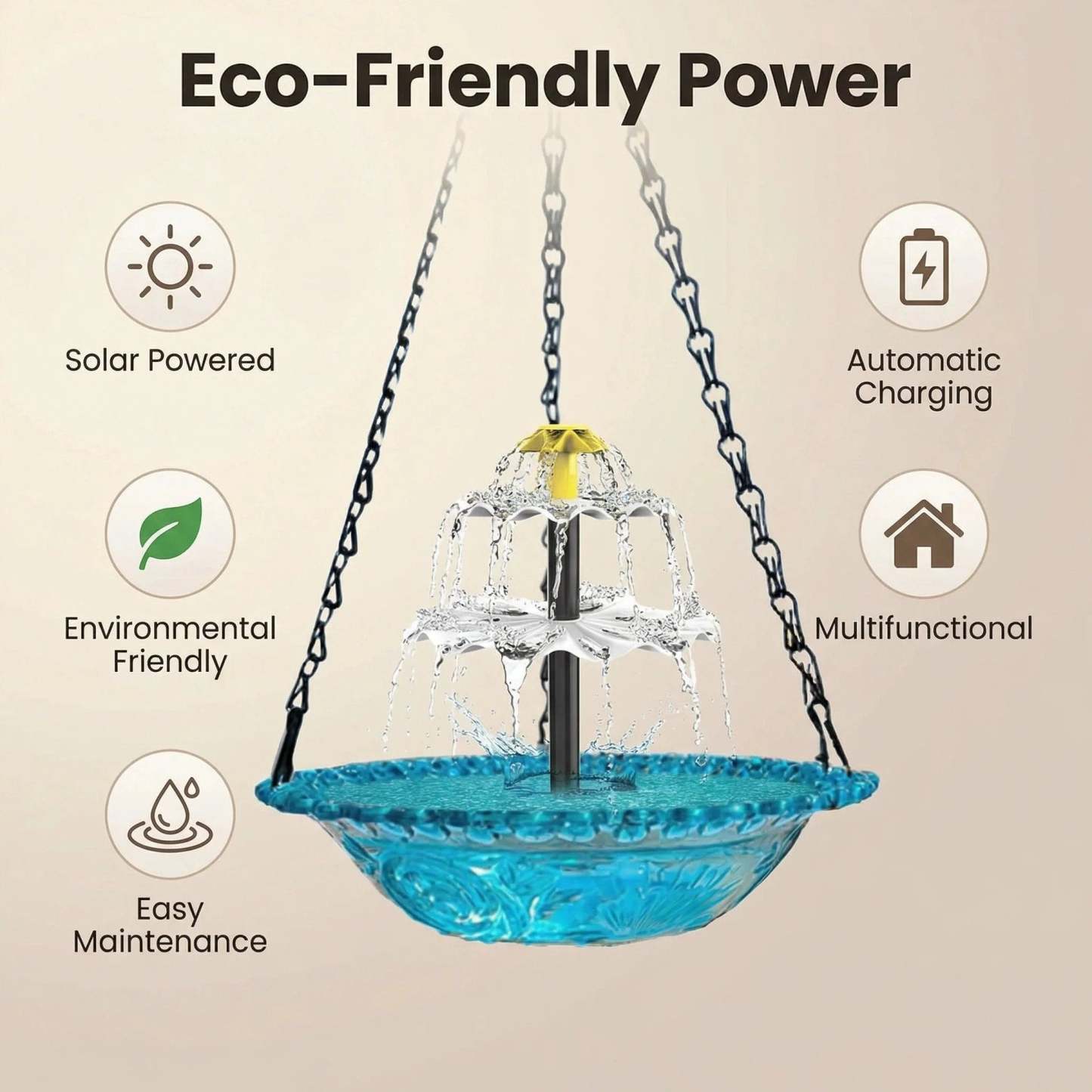 🔥🔥49% Off--Solar Cascade Hanging Bird Bath Fountain