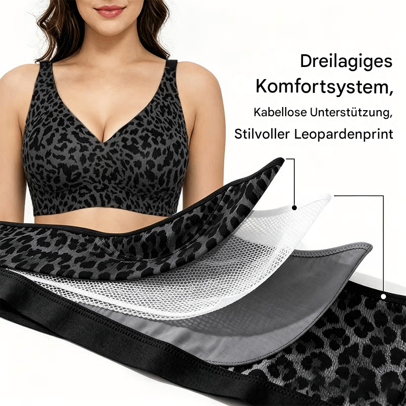 🏆🔥Ultra straffender Leopardendruck-BH ohne Bügel | Damen BH ohne Bügel👍Keine hängenden Brüste mehr