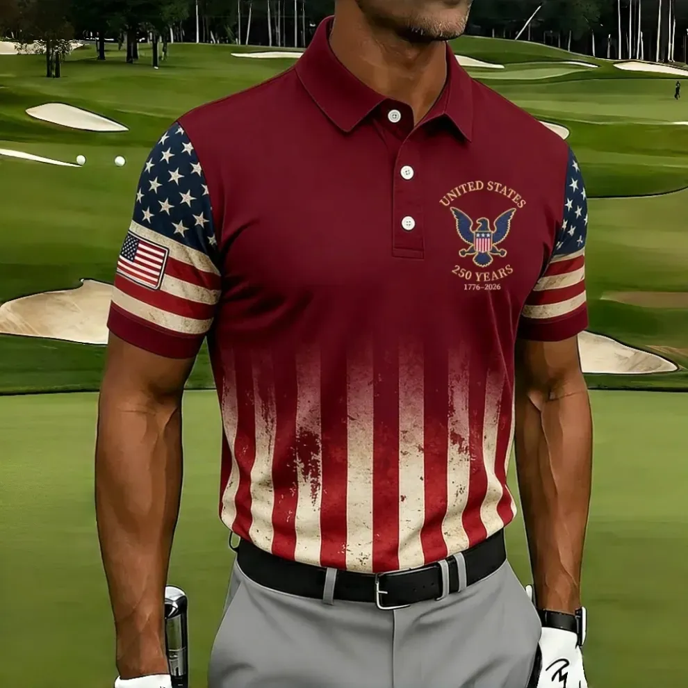 US 250th Anniversary Print Men's Polo Shirt