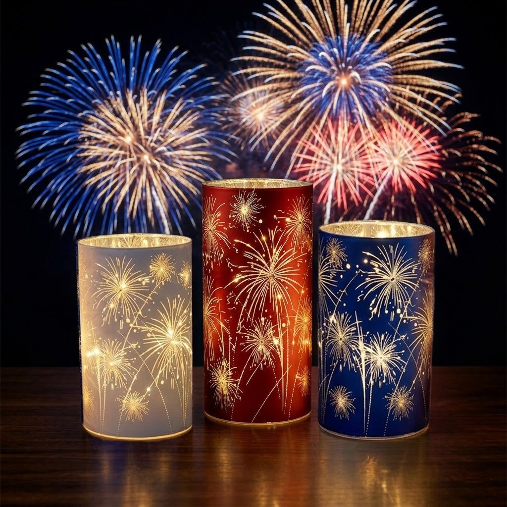 Celebration Firework Lanterns – Premium Patriotic Red, White & Blue Trio