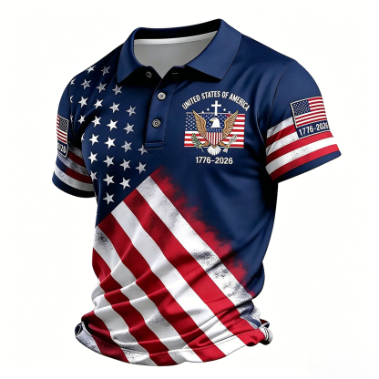 Men's American 250th Anniversary Casual Short-Sleeve Polo Shirt