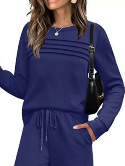 Full Size Long Sleeve Round Neck Top and Pants Set Plus Size