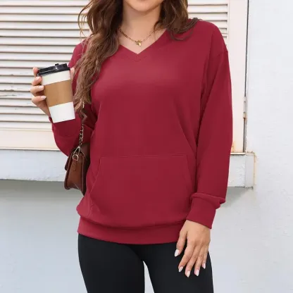 💥Women's Hatless V-Neck Hoodie with Pockets
