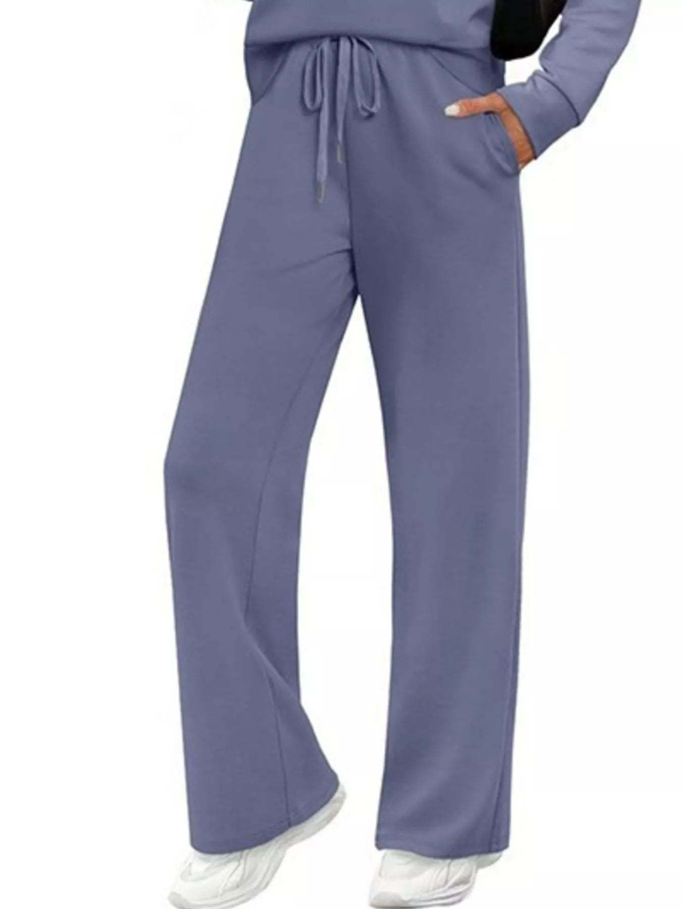 Full Size Long Sleeve Round Neck Top and Pants Set Plus Size