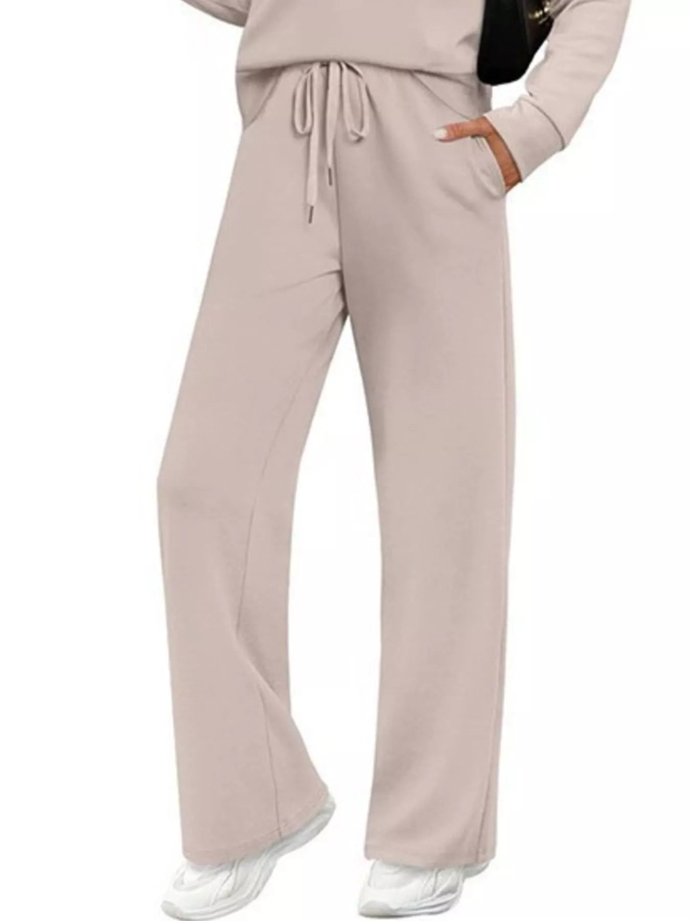 Full Size Long Sleeve Round Neck Top and Pants Set Plus Size