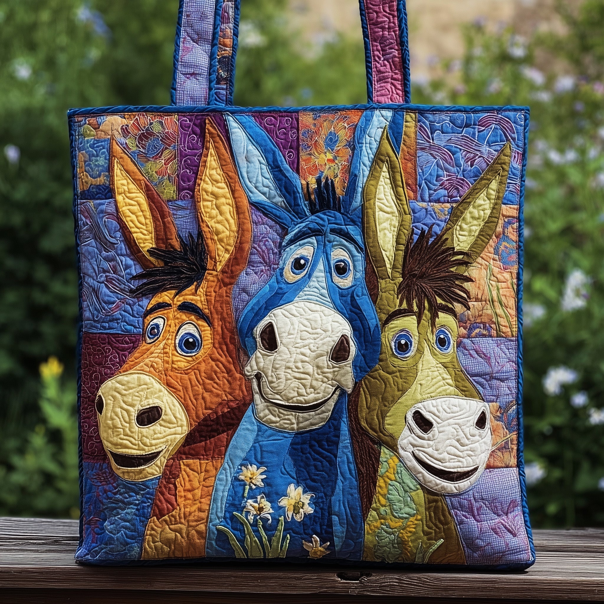 Whimsical Donkeys Quilted Tote Bag GFTOMA2631
