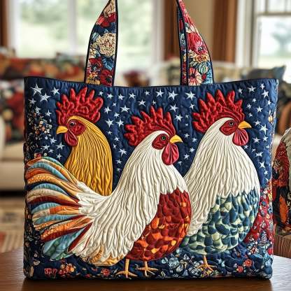 Patriotic Roosters Quilted Tote Bag GFTONL4921