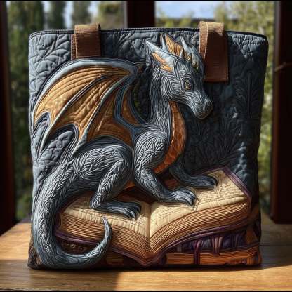 Book Dragon Quilted Tote Bag GFTOTL4024