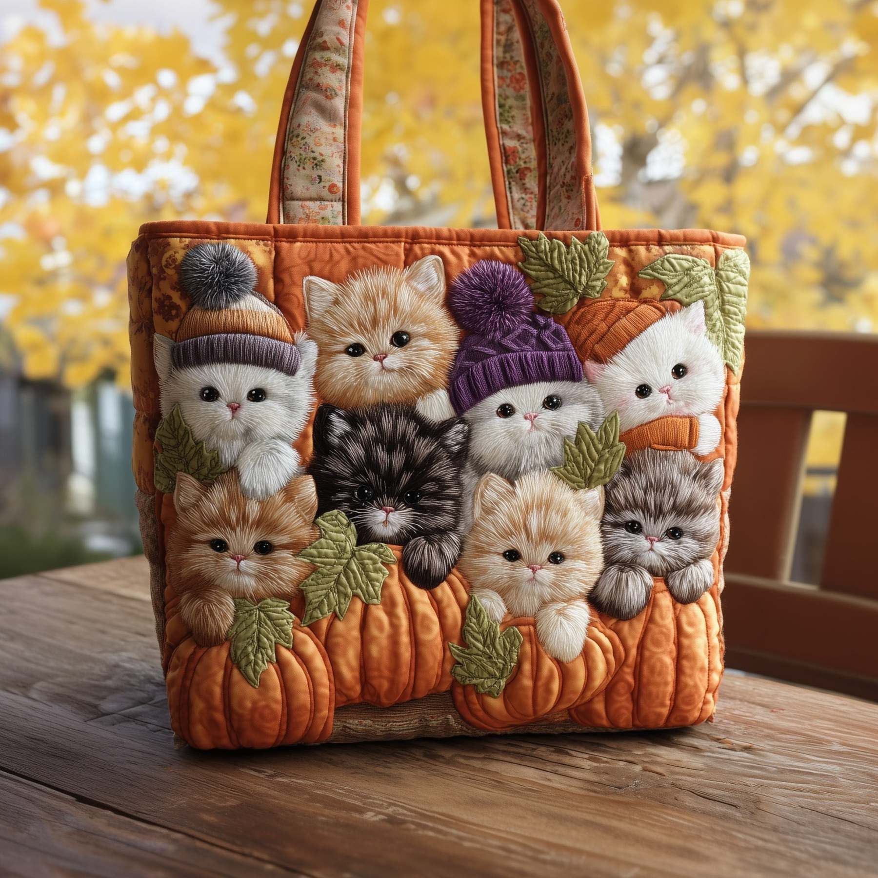 Purrfectly Autumn Quilted Tote Bag GFTOTP10372