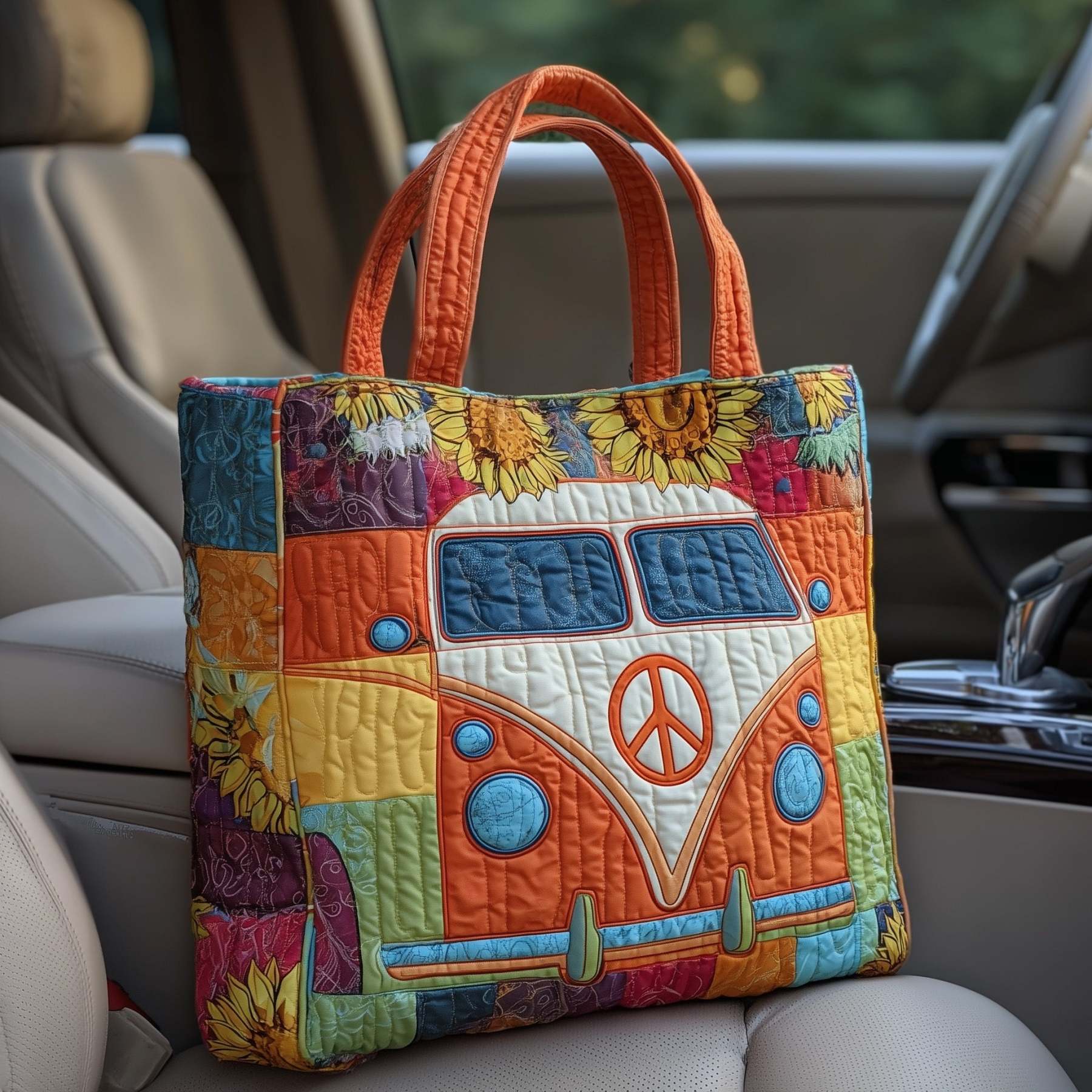 Hippie Van Quilted Tote Bag GFTOTP10974