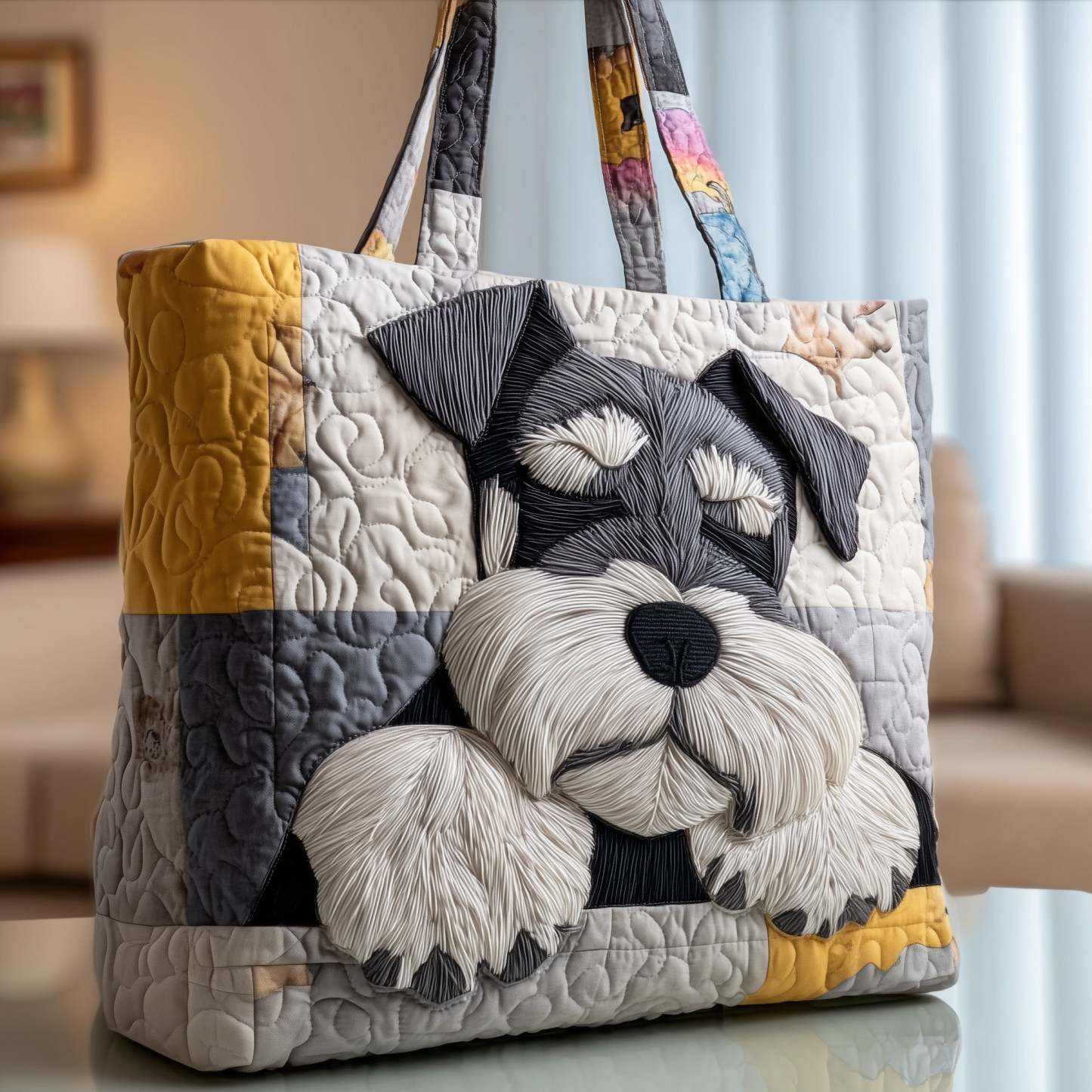 Sleepy Schnauzer Quilted Tote Bag GFTOTP9866