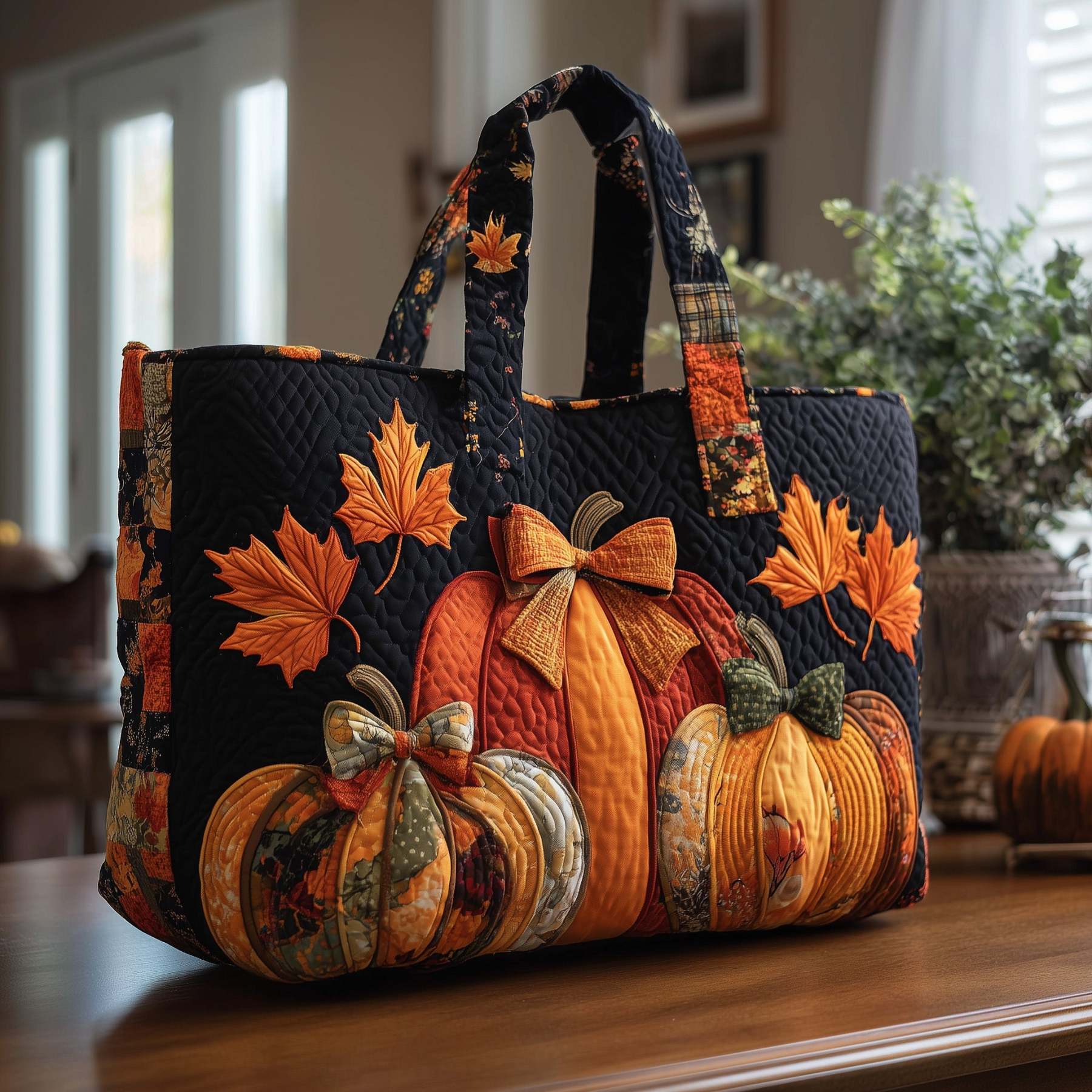 Rustic Pumpkin Charm Quilted Tote Bag GFTOTP9906