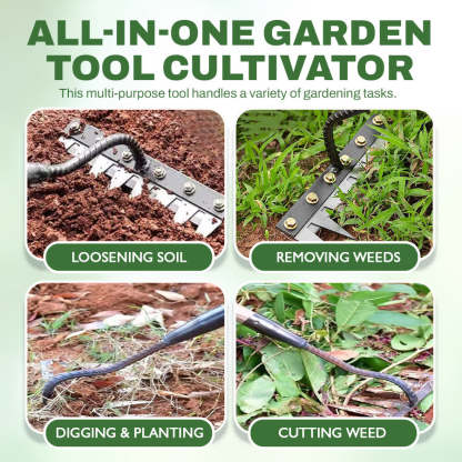 🌟Hot Sale! 🍃Multi-Tine Carbon Steel Garden Cultivator Rake – 5/6/7/8 Teeth Options Available