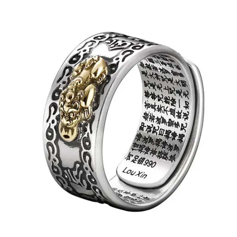 Buddhist Feng Shui Pixiu Ring: Adjustable Wealth & Protection Amulet