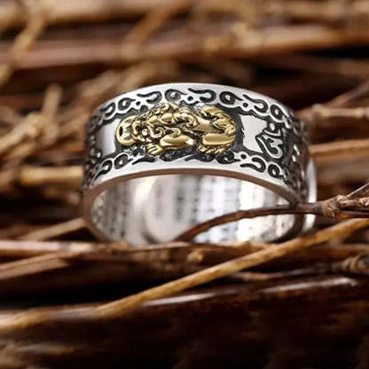 Buddhist Feng Shui Pixiu Ring: Adjustable Wealth & Protection Amulet