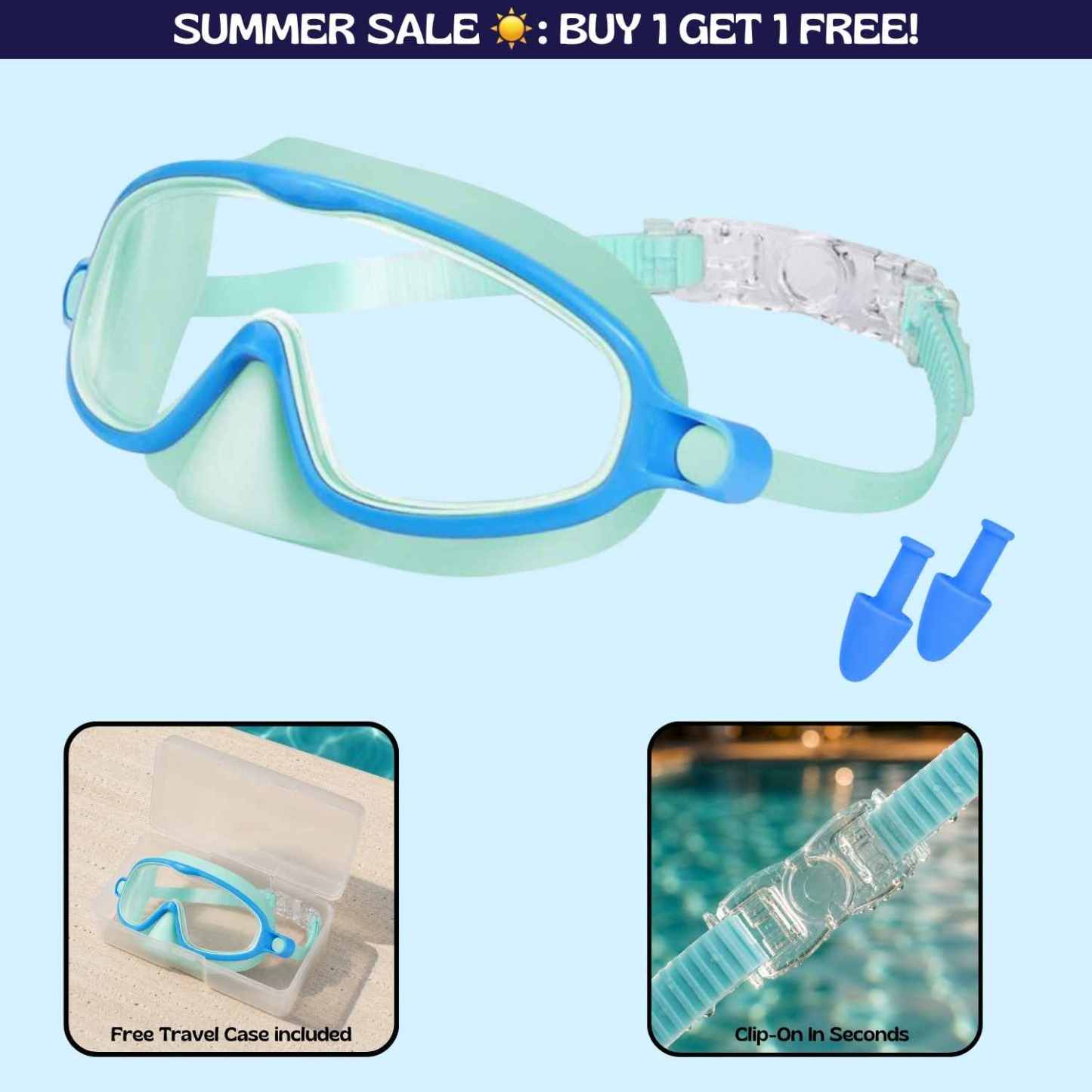 TibaToes Adult Clip-On Swim Goggles