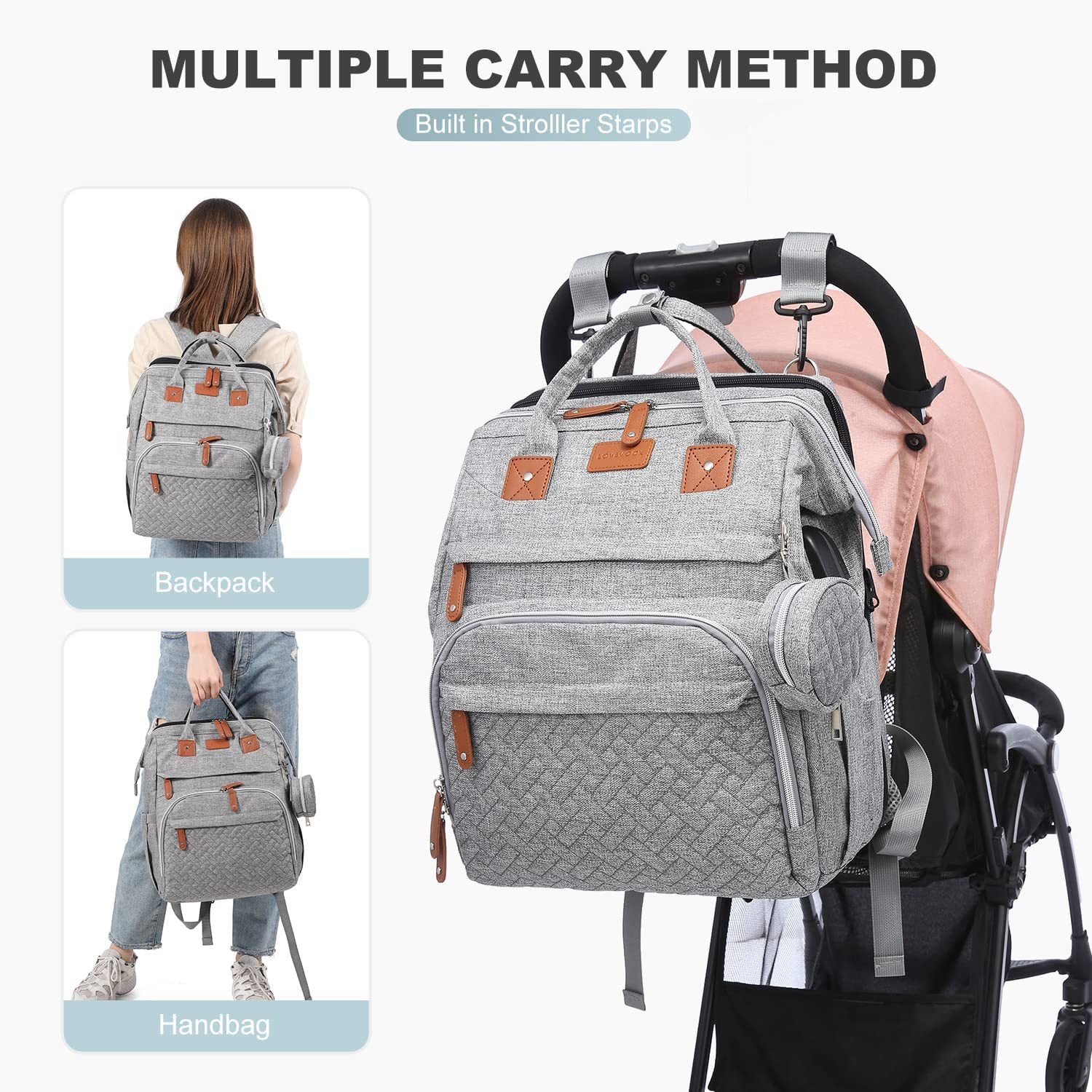 Diaper Bag Backpack with Changing Station, Large Capacity, Newborn Essentials Must Haves