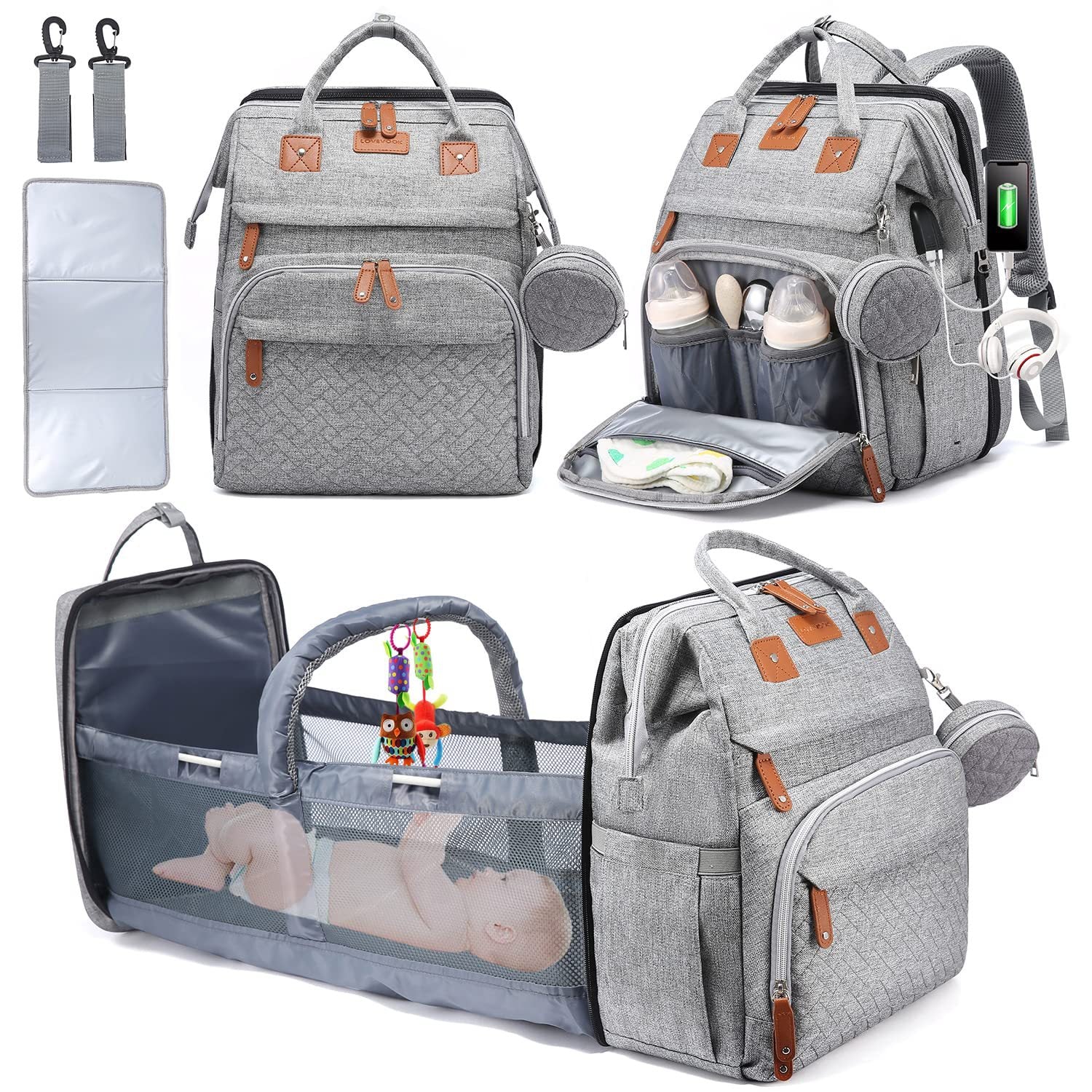 Diaper Bag Backpack with Changing Station, Large Capacity, Newborn Essentials Must Haves