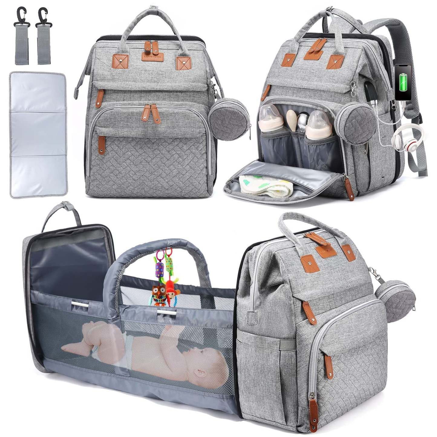Diaper Bag Backpack with Changing Station, Large Capacity, Newborn Essentials Must Haves