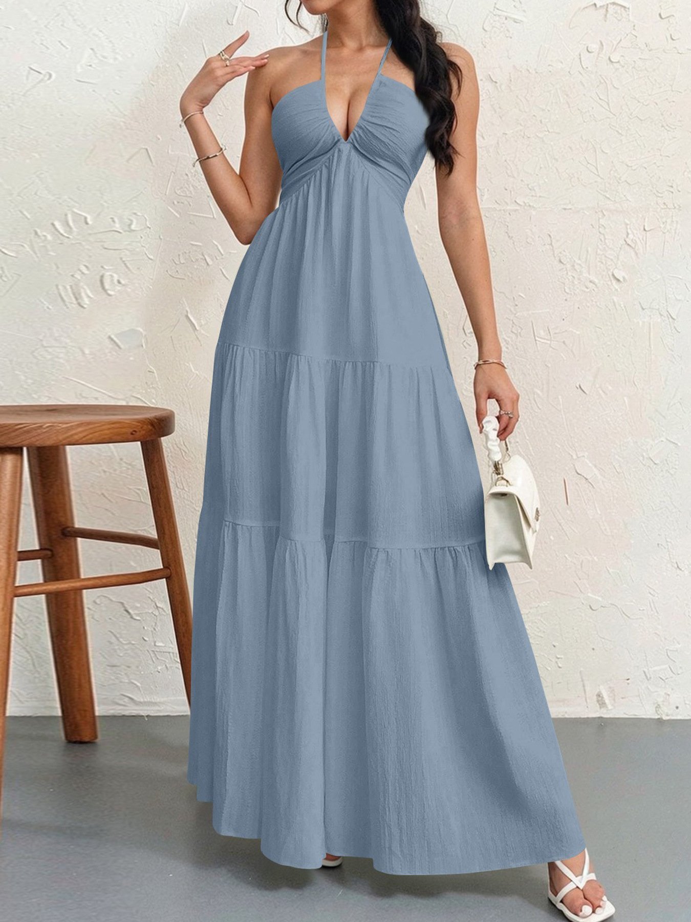 👗Women's Maxi Summer Dresses Halter V Neck Beach Dresses💖