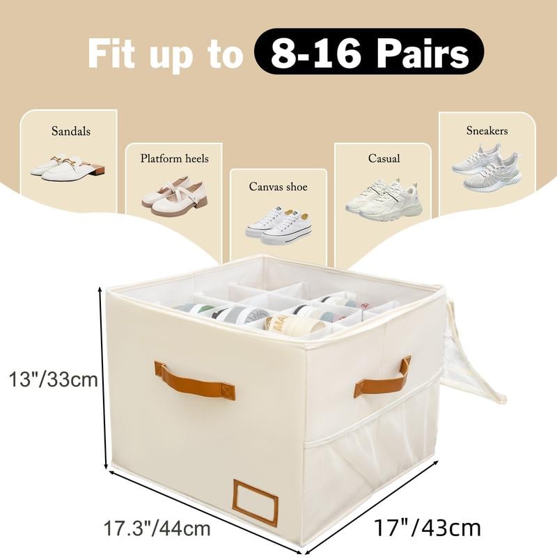 👟Space-Saving Fabric Shoe Storage Box with Clear Lid