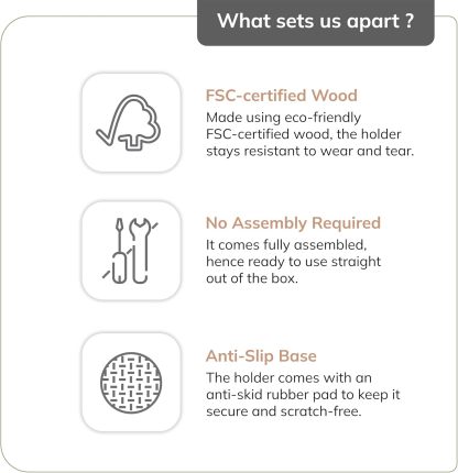 Mountain Paper Towel Holder Countertop with Mango Wood Round Base and Iron Holder