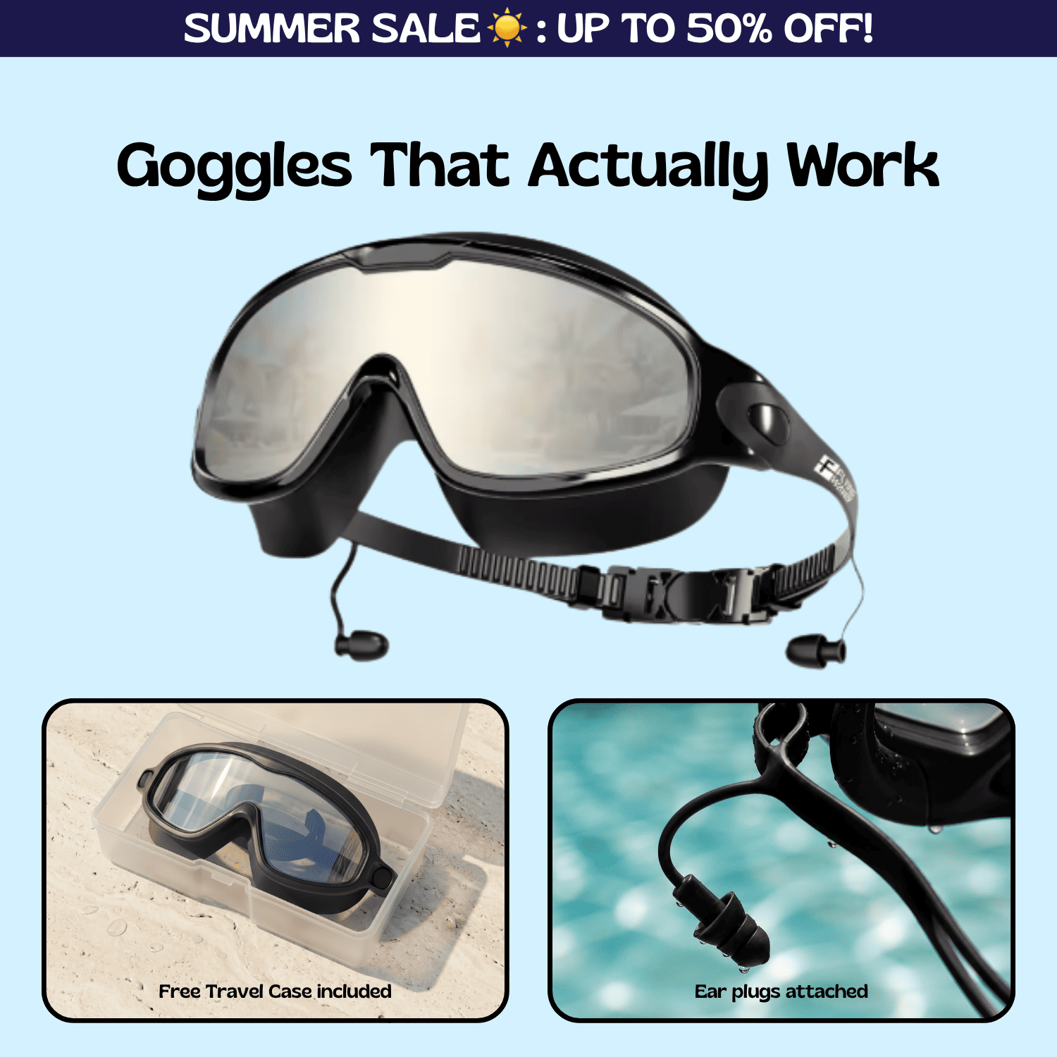 TibaToes Adult Clip-On Swim Goggles
