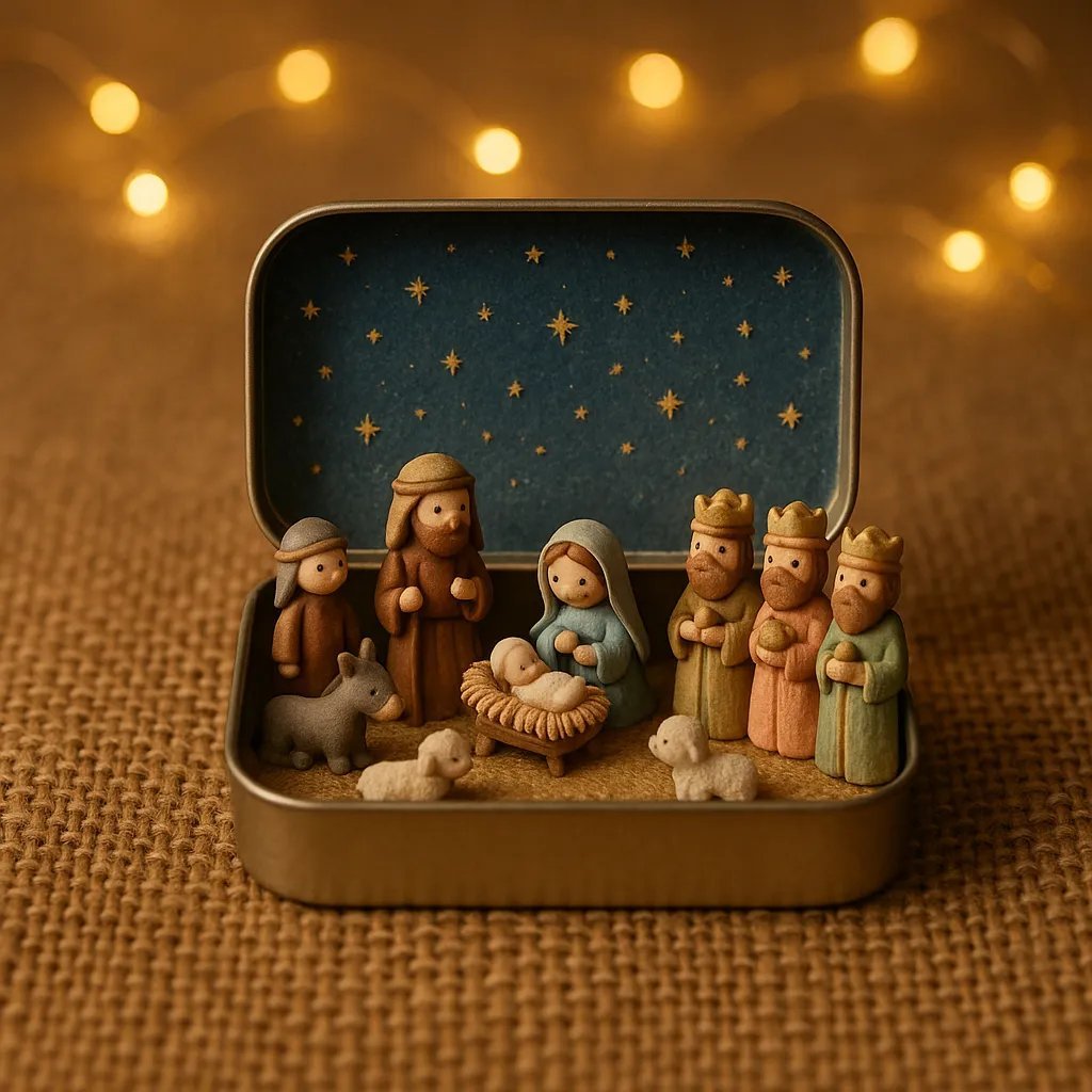 🔥Last Day 49% Off🎁Mini Christmas Nativity Set in a Tin Box--🎉