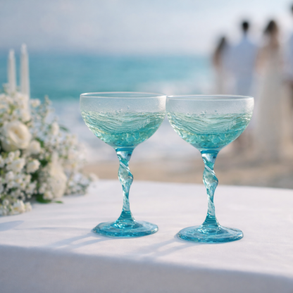 🌊🍷 Ocean Wave Sea Glass Wine Glass